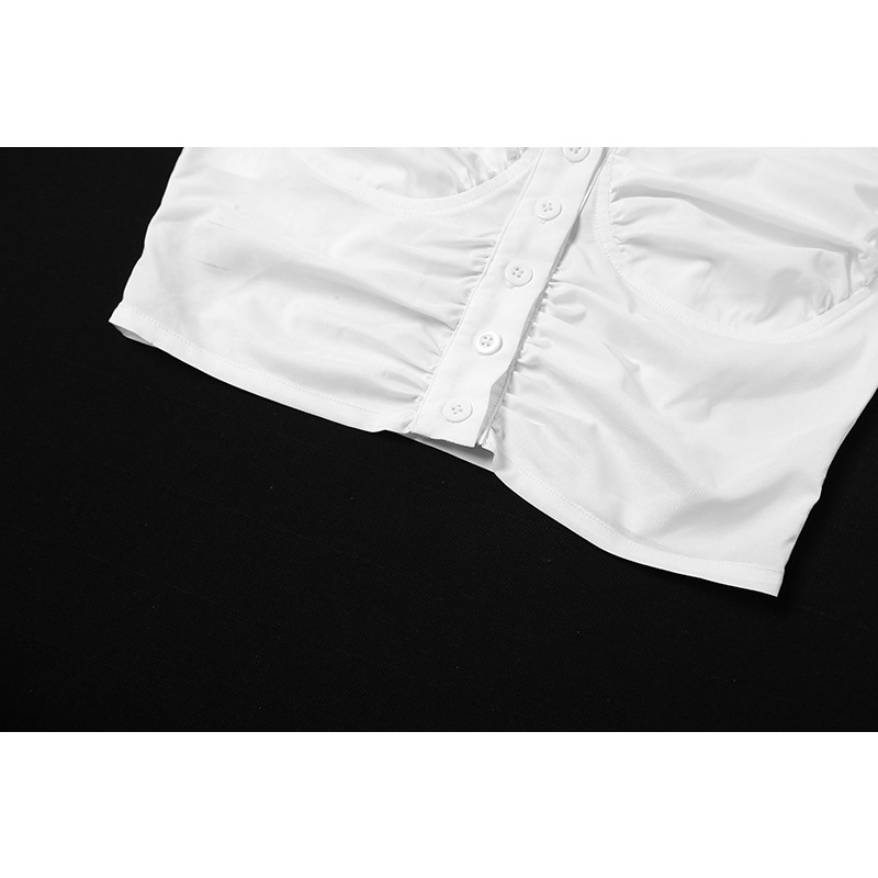 Áo Tank Top Xếp Ly Phối Nút Hợp Thời Trang Cho Nữ