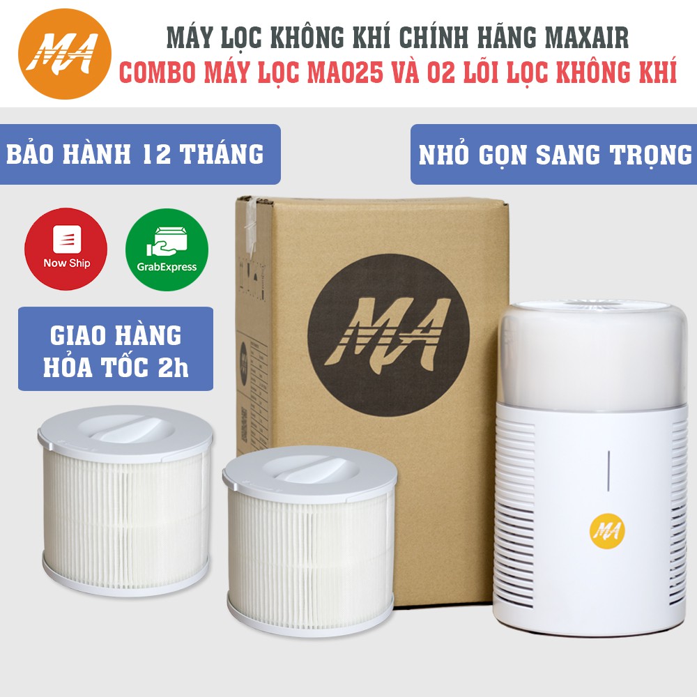 Combo ưu đãi 01 máy lọc không khí + 02 lõi lọc không khí hepa chính hãng MAXAIR