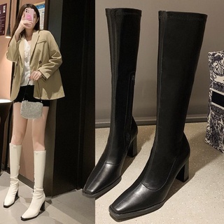 Bốt đùi nữ Q68 cổ cao chất da cao cấp đế vuông 7 cm khóa cạnh phong cách ulzzang hàn quốc trẻ trung hot 2022