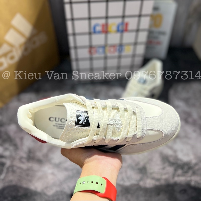Giày Sneaker_Adidas x Gucciiii Gazelle White Red Blue/Adidasss New 2022 Tặng tất
