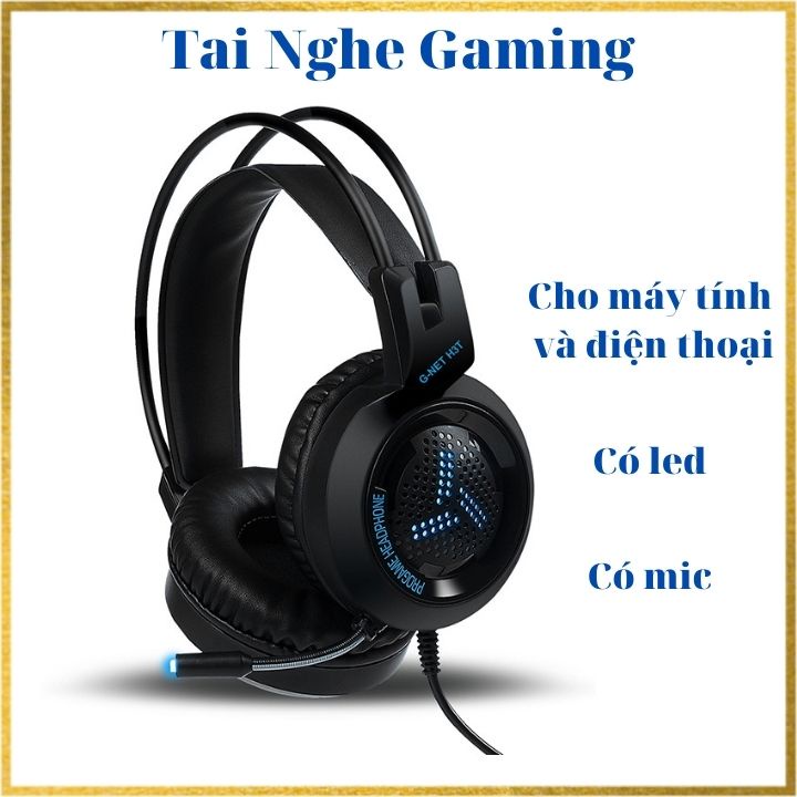 Tai nghe gaming GNET H3T có mic màu đen - tai nghe chụp tai game headphone VDH STORE