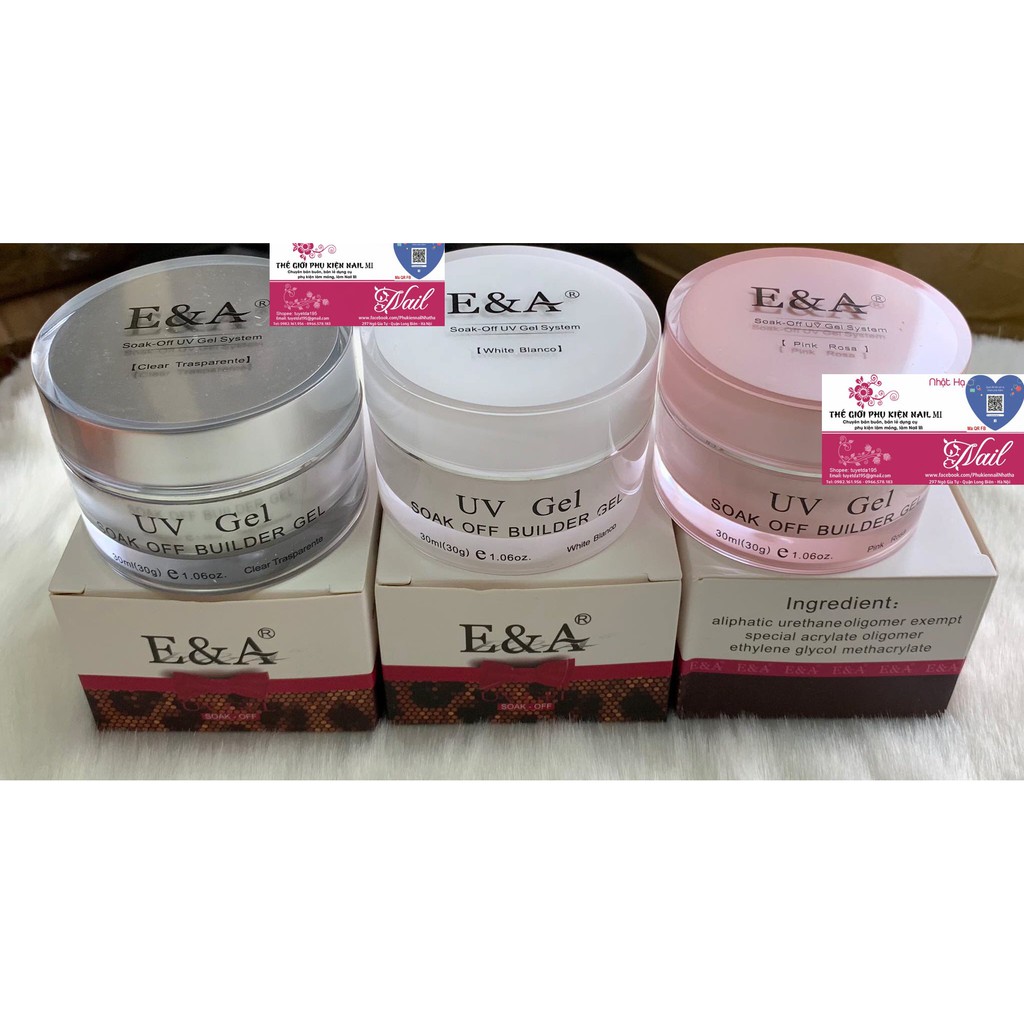 Gel Đắp Móng E&amp;A Builder Gel UV Gel Đắp EA Không Nóng, Không Chảy  - Lẻ 1 Hũ 30ml