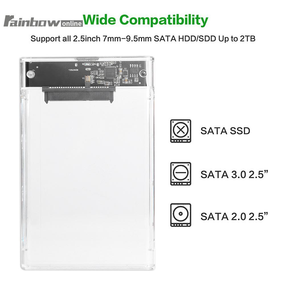 Hộp Nhựa Trong Suốt Đựng Ổ Cứng Hdd Ssd Sata 3 Sang Usb 3.0 2.5 Inch