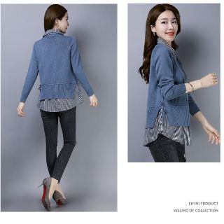 ÁO LEN PHỐI CỔ SƠ MI RÚT EO