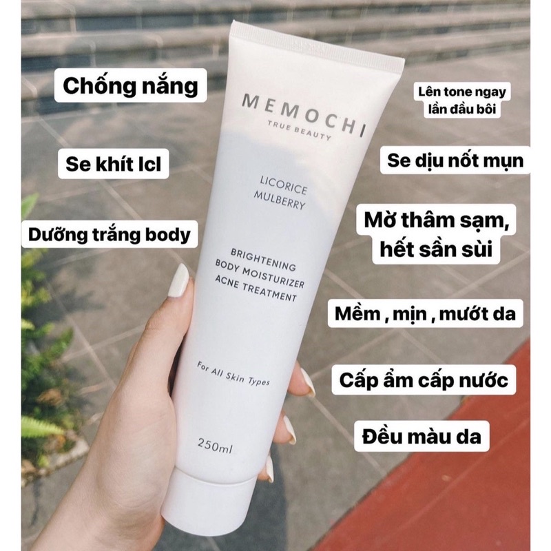 Kem Dưỡng Thể Trắng Da, Dưỡng Ẩm Toàn Thân Memochi 250ml