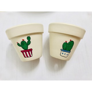 COMBO 5 Chậu Đất Nung Trồng Sen Đá Có Hình Vẽ