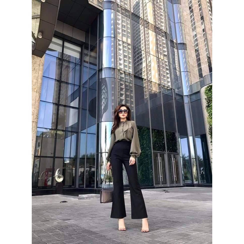 Quần tây ống loe vải thun co dãn mạnh form dài dáng cực sang | BigBuy360 - bigbuy360.vn