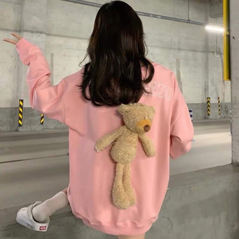 Áo thun dài tay gấu bông lưng