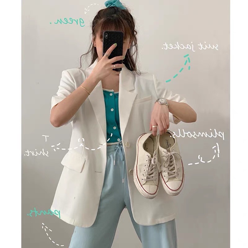 Áo Blazer / Vest Nữ Ngắn Tay Form Dài 1 Lớp Mặc Hè Đẹp Và Mát (ẢNH THẬT+VIDEO)