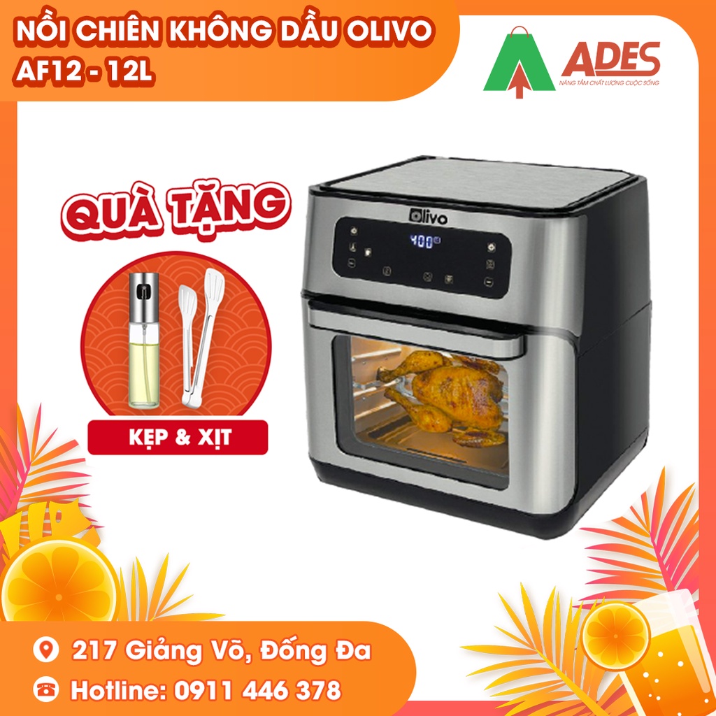 Nồi Chiên Không Dầu Olivo AF12 - BẢO HÀNH CHÍNH HÃNG 24 THÁNG - THƯƠNG HIỆU MỸ - DUNG TÍCH LỚN