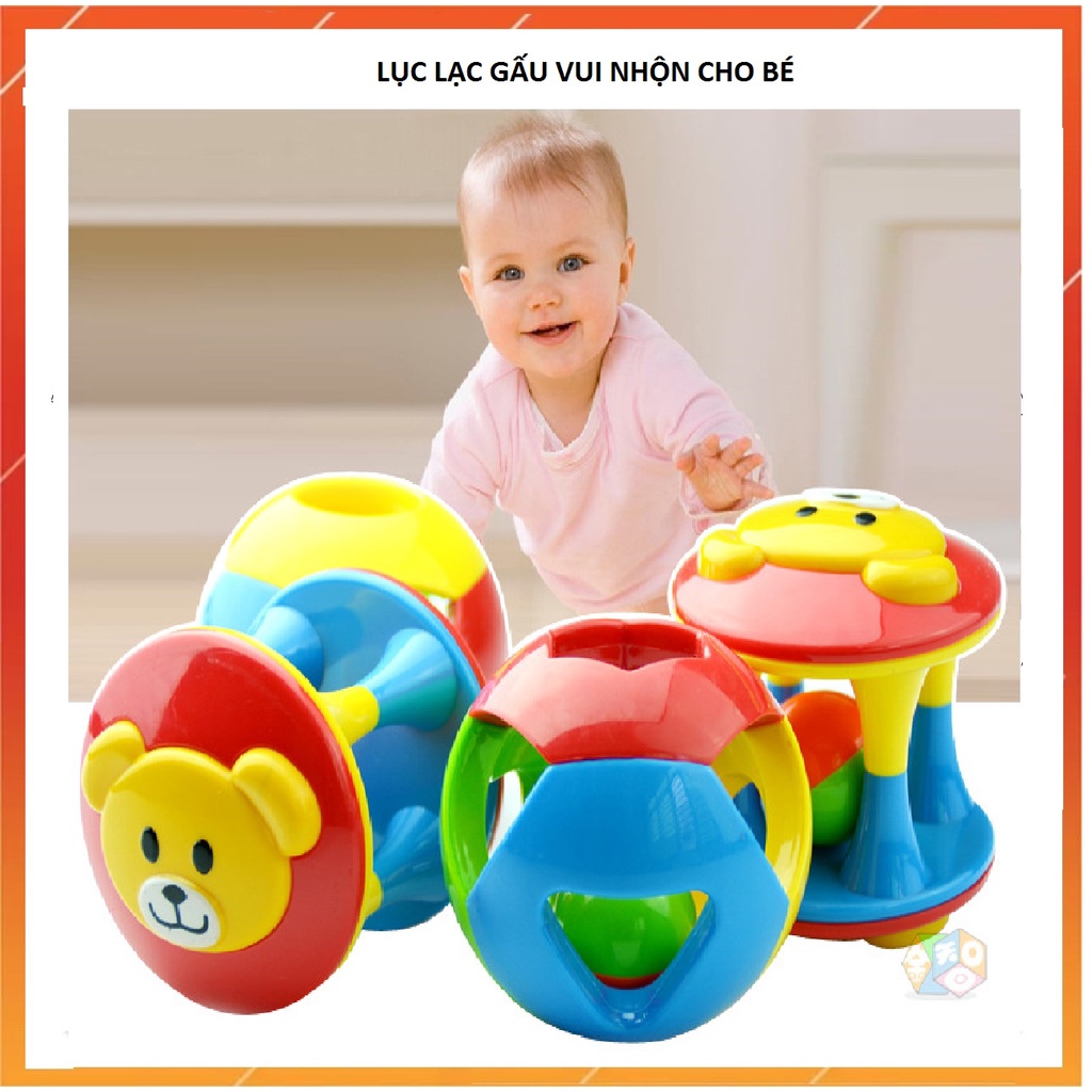 Đồ chơi lục lạc, xúc xắc hình gấu, nhựa cao cấp, an toàn, tiếng kêu vui nhộn cho trẻ từ sơ sinh - 1 tuổi