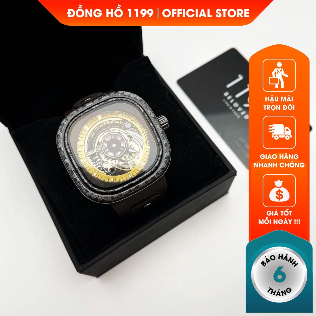 Đồng hồ cơ dây da - Đồng Hồ Nam Chống Nước Chống Xước Máy Chạy Cơ Bền Bỉ Thép Đặc 6188BM - 1199 Watches