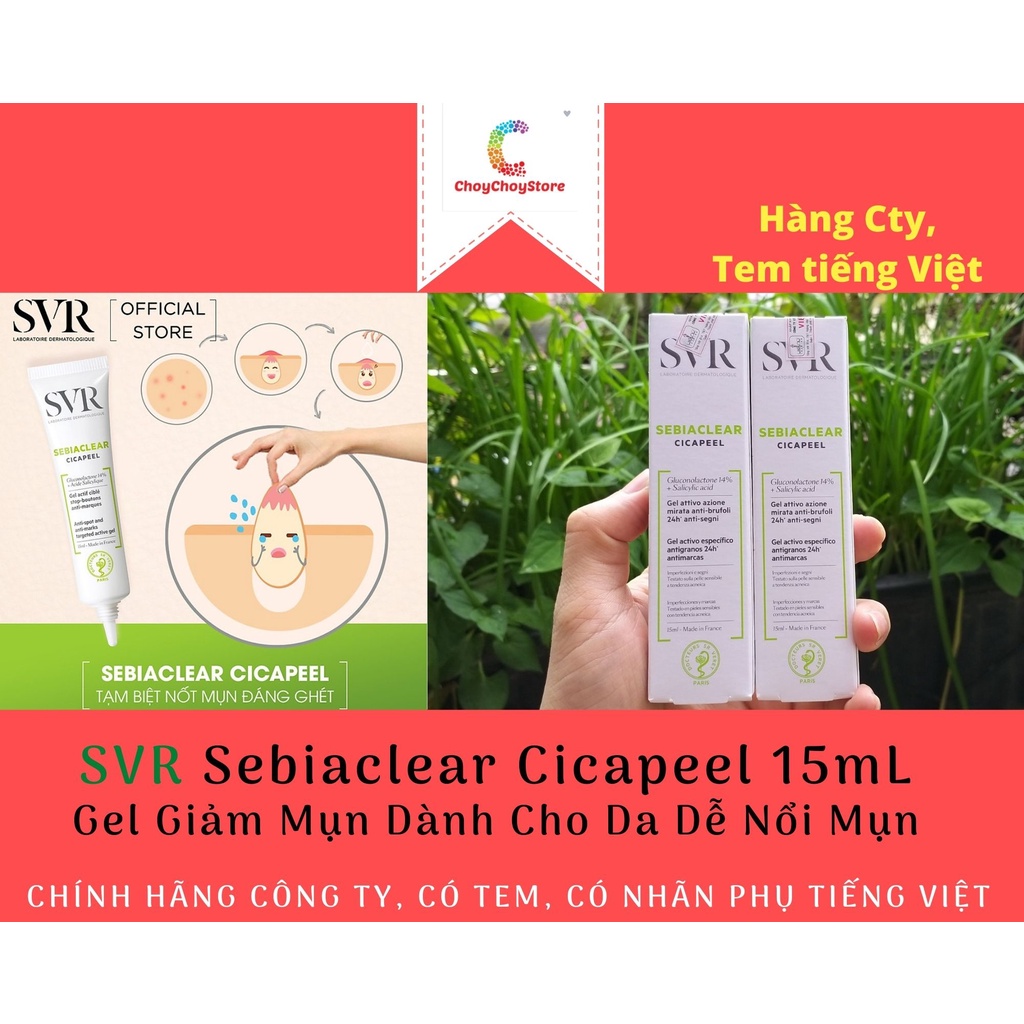 [TEM VIỆT NỮ] Gel giảm mụn 14% PHA + BHA SVR Sebiaclear Cicapeel 15mL