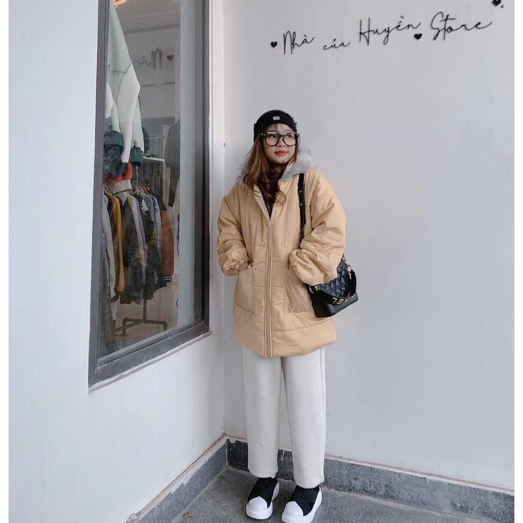 Áo Phao Mũ Lông Túi Hộp 🌺 Áo phao nữ form rộng mũ viền lông mịn túi hộp Ulzzang 4 màu Basic SIÊU HOT 🌺 | BigBuy360 - bigbuy360.vn