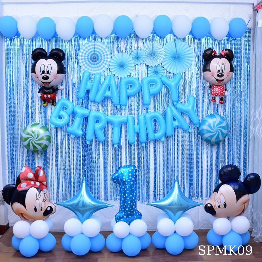Combo bóng sinh nhật bé tuổi Chuột 🔥HOT 2021🔥  Chủ đề Mickey, trang trí sinh nhật 1 tuổi, tiệc thôi nôi