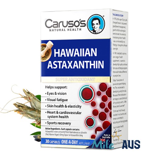 Vua của các hoạt chất chống Oxi hóa Astaxanthin Carusos Natural Health Hawaiian 30 viên