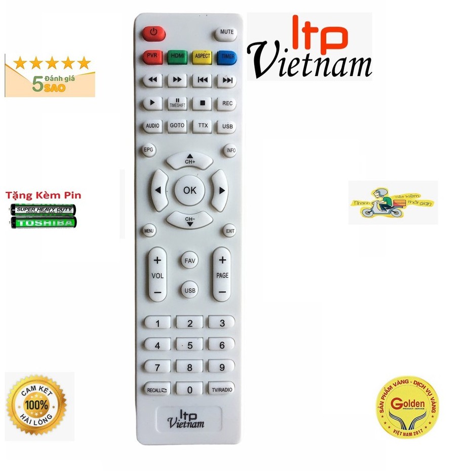 REMOTE ĐIỀU KHIỂN ĐẦU THU LTP VIỆT NAM - TẶNG KÈM PIN - ĐIỀU KHIỂN ĐẦU THU TRUYỀN HÌNH LTP VIỆT NAM MÀU TRẮNG