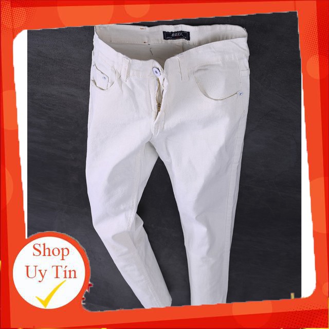 Quần Jeans Nam Ống Ôm - Quần Jean Trơn Cao Cấp n Vải Co Giãn Form Rách Gối Dễ Dàng Phối Đồ - 8919 -Hàng nhập khẩu