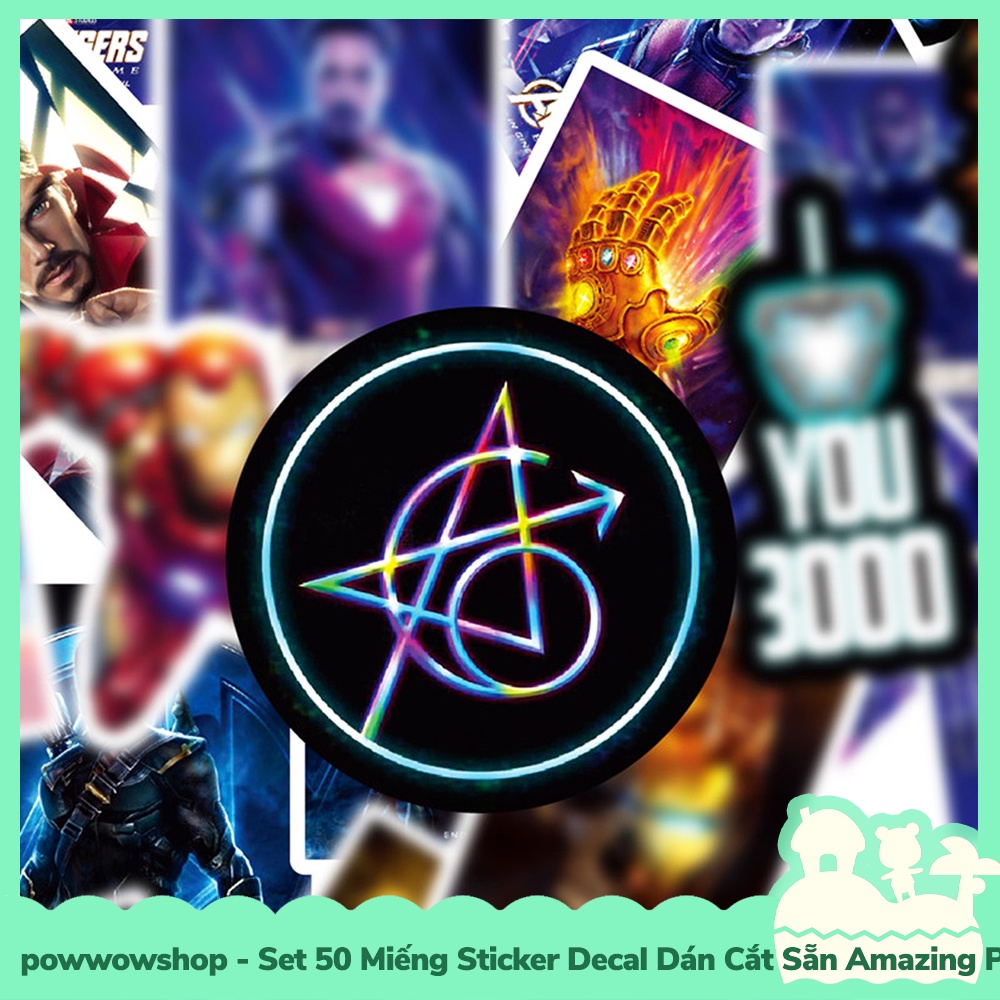 [Sẵn VN - Hỏa Tốc] Set 50 Miếng Sticker Decal Cắt Sẵn DIY Dán Trang Trí Vật Dụng Mẫu Amazing Superheroes Marvel
