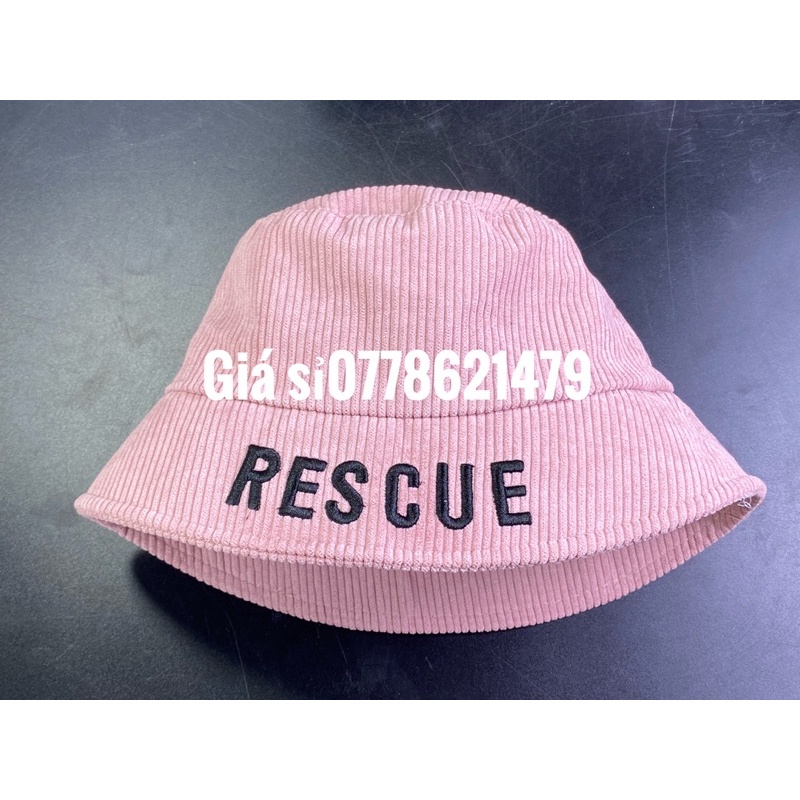 nón bo cụp hàn quốc : mũ bucket nữ thêu vành RESCUE thời trang trẻ