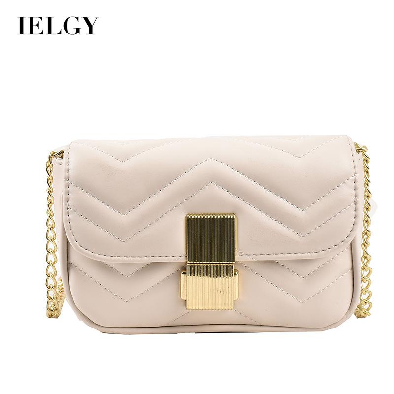 Túi đeo vai IELGY họa tiết hình thoi có chuỗi xích dễ phối đồ thời trang cho nữ