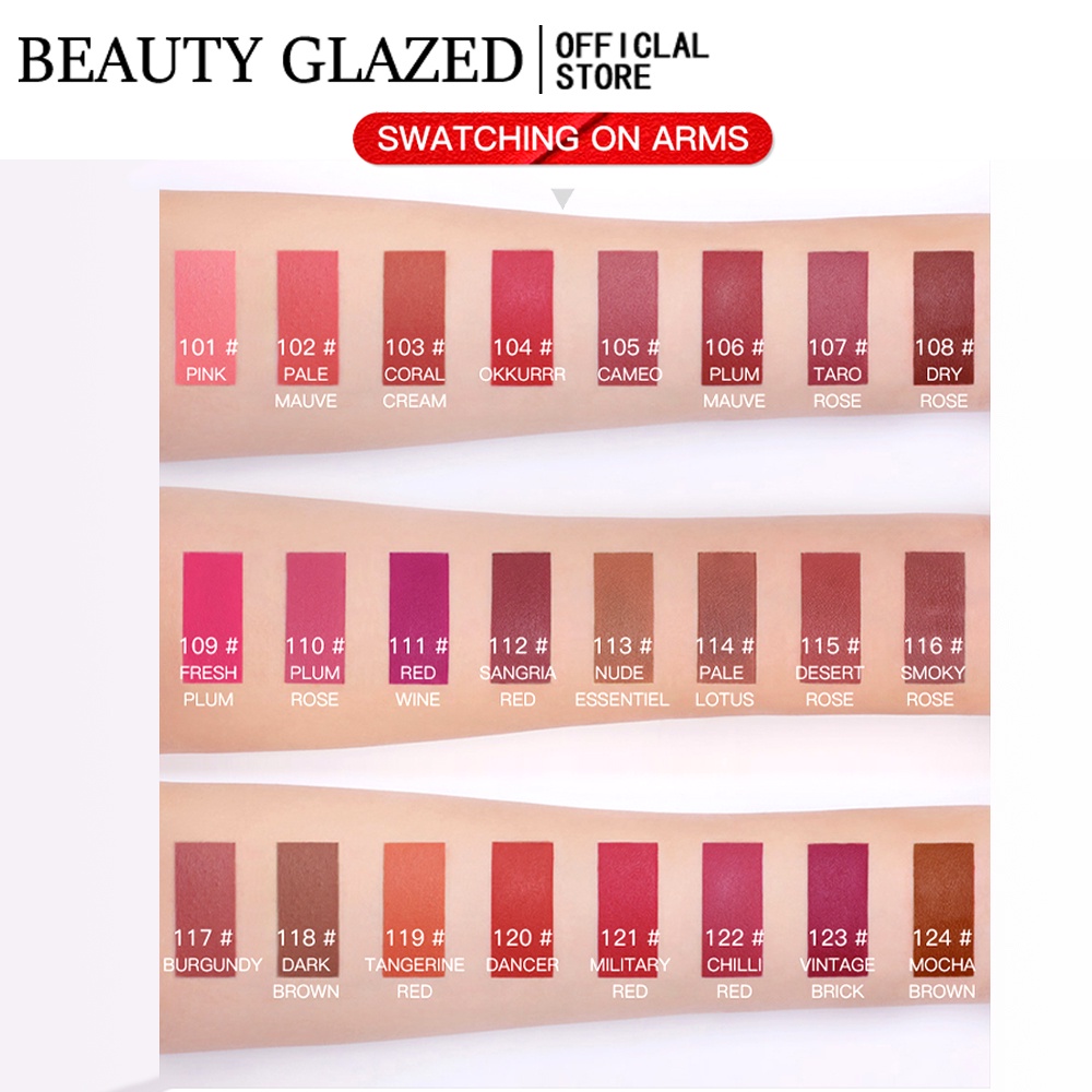 Son kem lì BEAUTY GLAZED chống thấm nước 24 màu tùy chọn thời trang