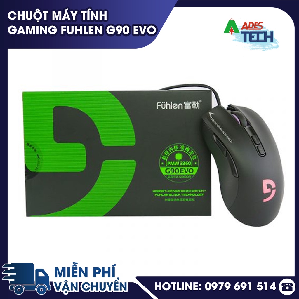 Chuột máy tính gaming Fuhlen G90 EVO - BẢO HÀNH 24 THÁNG - Cảm Biến Pixart PMW3360 Siêu Tối Tân
