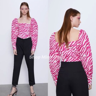 (Sẵn) Áo sơ mi cổ vuông Zara auth canh sale, kèm ảnh thật