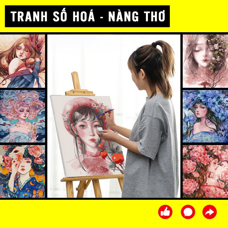 Tranh Sơn Dầu Số Hoá Cô Gái Tự Tô Màu Theo Số Size To Cho Người Lớn Căng Sẵn Khung 40x50cm Tranh Nàng Thơ Có Sẵn Giá Rẻ | WebRaoVat - webraovat.net.vn