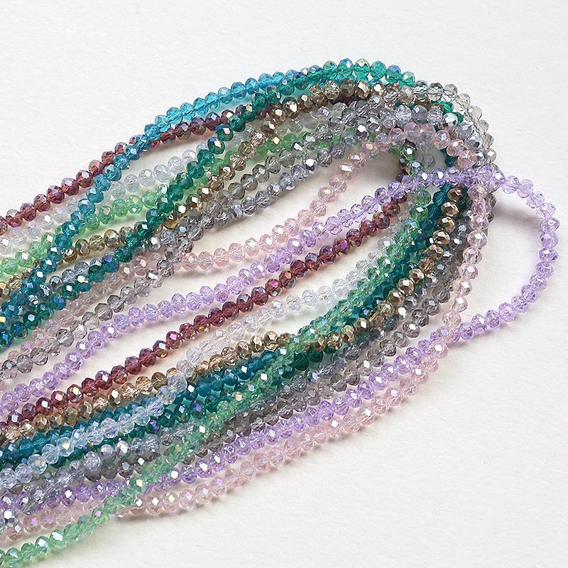 Sợi dây xỏ 120 hạt cườm pha lê nhiều màu 3.6mm làm trang sức