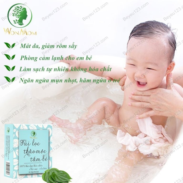 Combo Hộp 10 túi thảo mộc tắm bé + Dầu tràm nguyên chất 15gram Wonmom (Việt Nam) CW