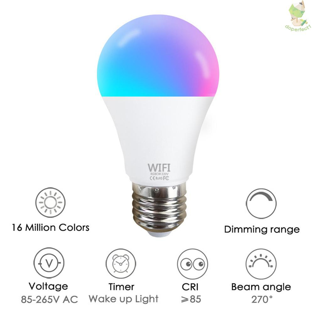 Cloud Intelligence WiFi Connection Light Bulbs APP Control Light Color Adjusting  Voice Control Intelligent Home Living RGB+CW+WW B22 Compatible with Alexa Google Home 220V