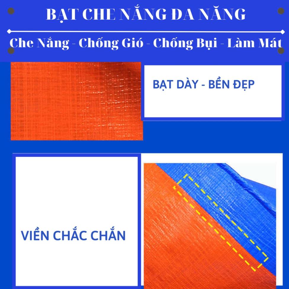 Bạt Che Nắng Mưa - May Viền Đóng Khoen Sẵn - Chống Thấm Nước - Kích Thước 2x4 - Màu Xanh Cam - Nhựa Nam Việt
