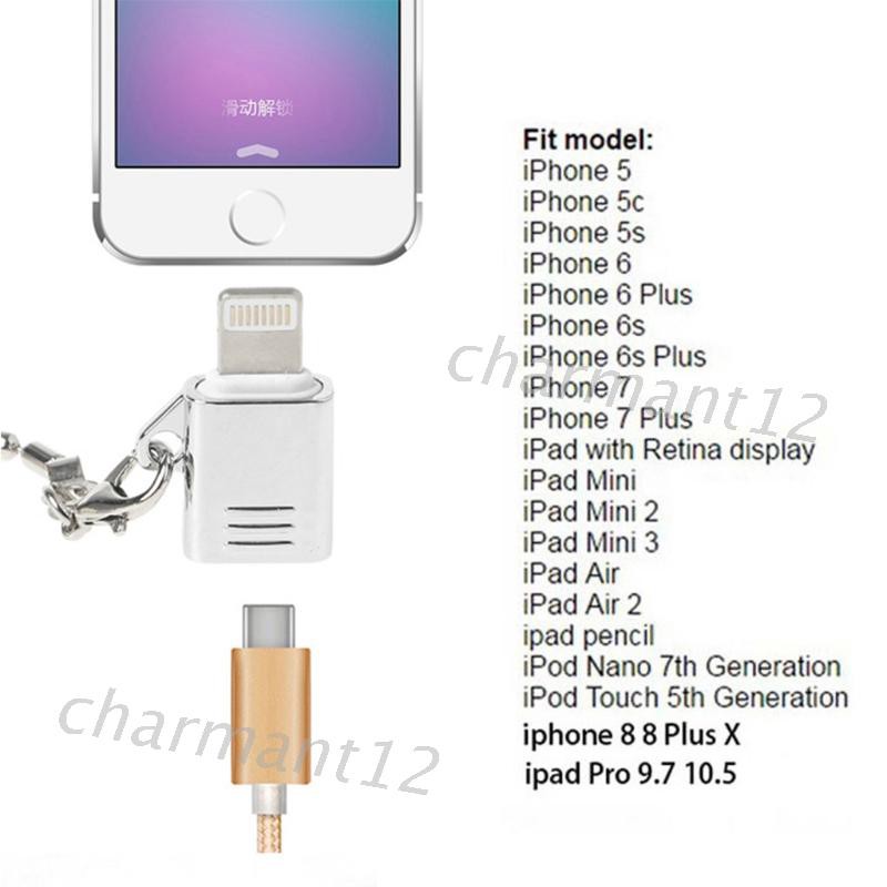 Cáp Chuyển Đổi Usb 3.1 Type C Sang Lightning Có Móc Khóa Cho Ipad Iphone Ipod