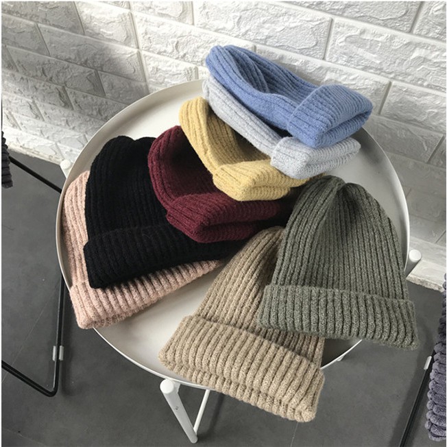 Mũ dệt kim màu trơn ấm áp thời trang thu đông Hàn Quốc trẻ trung dành cho cặp đôi