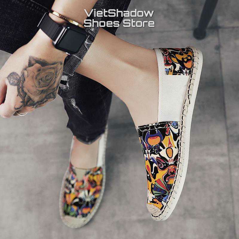 Slip on cói nam - Giày lười vải nam họa tiết - Chất liệu vải bố, đế cao su TPU - Mã SP 2919/2920