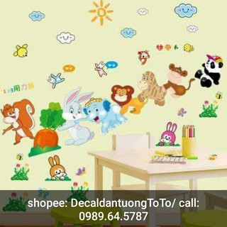Decal dán tường Thỏ trắng và các bạn