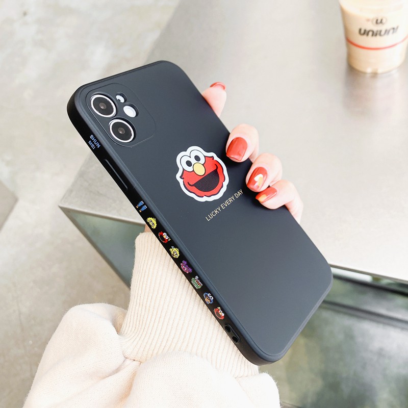 Ốp lưng iphone Elmo happy cạnh vuông in hình viền 5/5s/6/6plus/6s/6splus/7/7plus/8/8plus/x/xs/11/12/pro/max/plus/promax