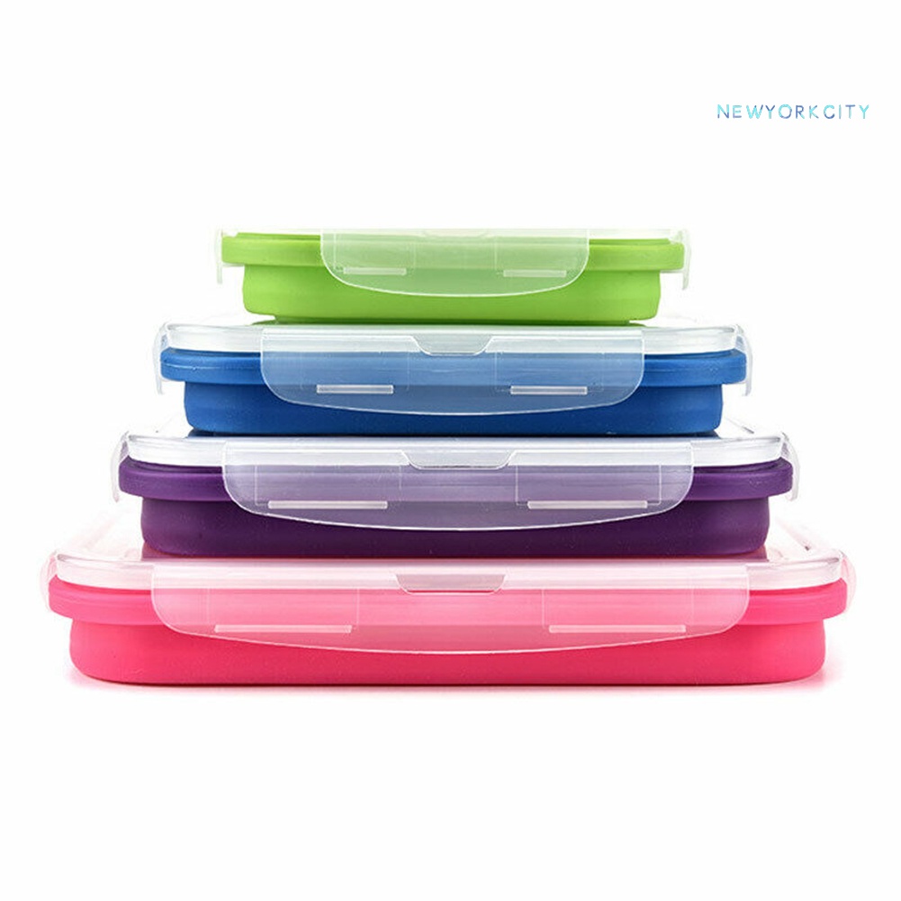Hộp Đựng Thực Phẩm Bằng Silicone Thiết Kế Gấp Gọn Tiện Dụng