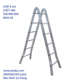 Thang nhôm Nikita chữ A 2,0m  duổi thẳng 4m GIÁ RẺ