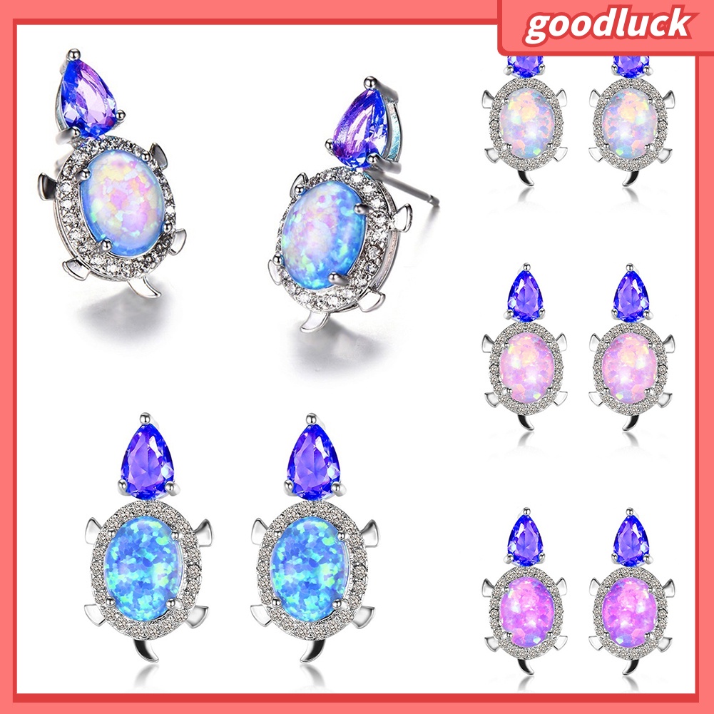 ps/Fashion Women Tortoise Faux Opal Rhinestone Ear Stud Earrings Party Jewelry