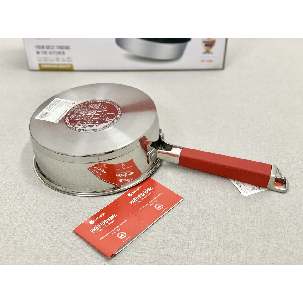 CHẢO CHỐNG DÍNH ELMICH INOX 304 RED VELVET 20CM EL3249, CHẢO ELMICH CHỐNG DÍNH BẾP TỪ 20CM