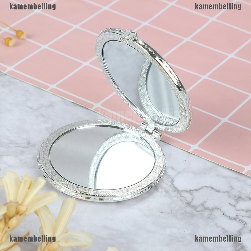 (kam) Mỹ Phẩm Trang Điểm Mini Bỏ Túi Hai Mặt Họa Tiết Hoa Vintage Có Thể Gập Lại