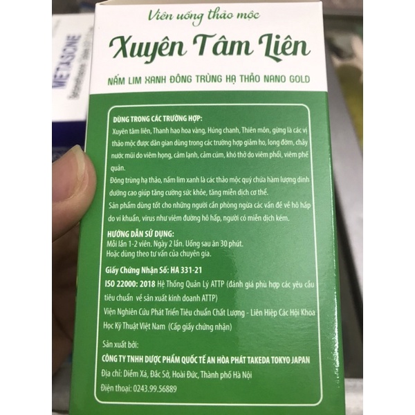 Xuyên tâm liên phòng ngừa các vấn đề về hô hấp