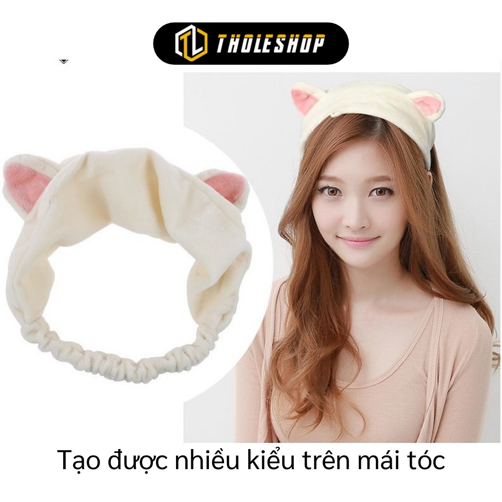 Băng Đô Rửa Mặt - Băng Đô Cài Tóc Vải Nhung Tai Mèo Nhiều Màu Siêu Xinh 8429