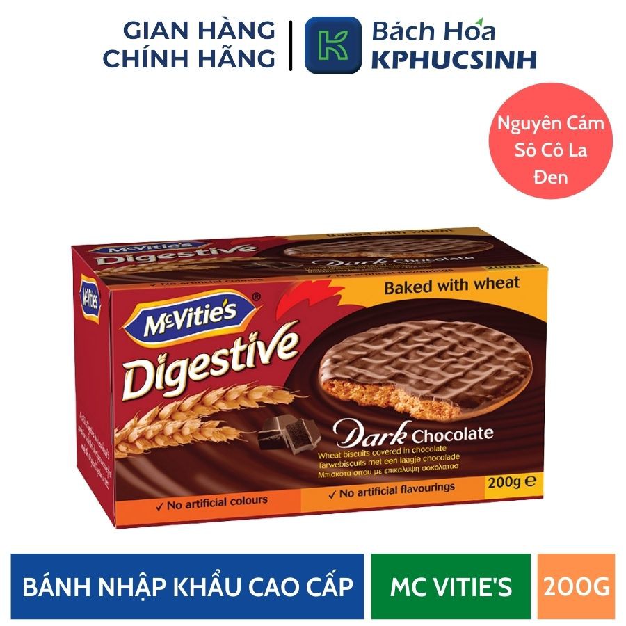 Bánh quy lúa mì nguyên cám sô cô la đen mcvitie's digestive 200g