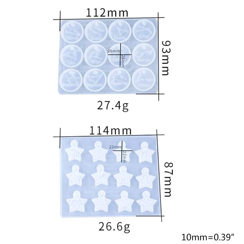 Khuôn Silicone Làm Mặt Dây Chuyền Hình 12 Cung Hoàng Đạo