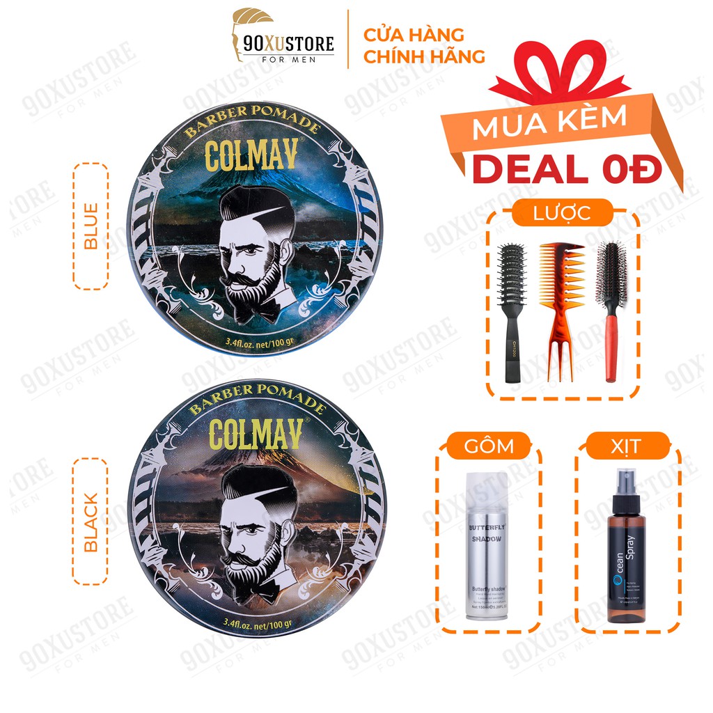 Sáp vuốt tóc nam Colmav Barber Pomade Black , Blue , tạo kiểu tóc , giữ nếp tóc