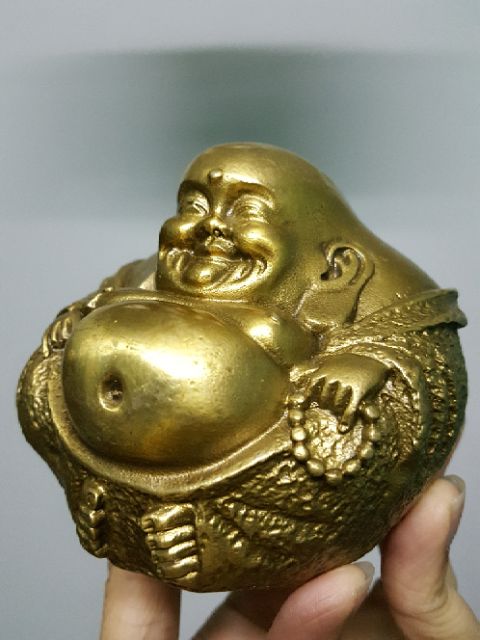 Tượng Phật Di Lặc Tròn Bằng Đồng Vàng Để Ô tô