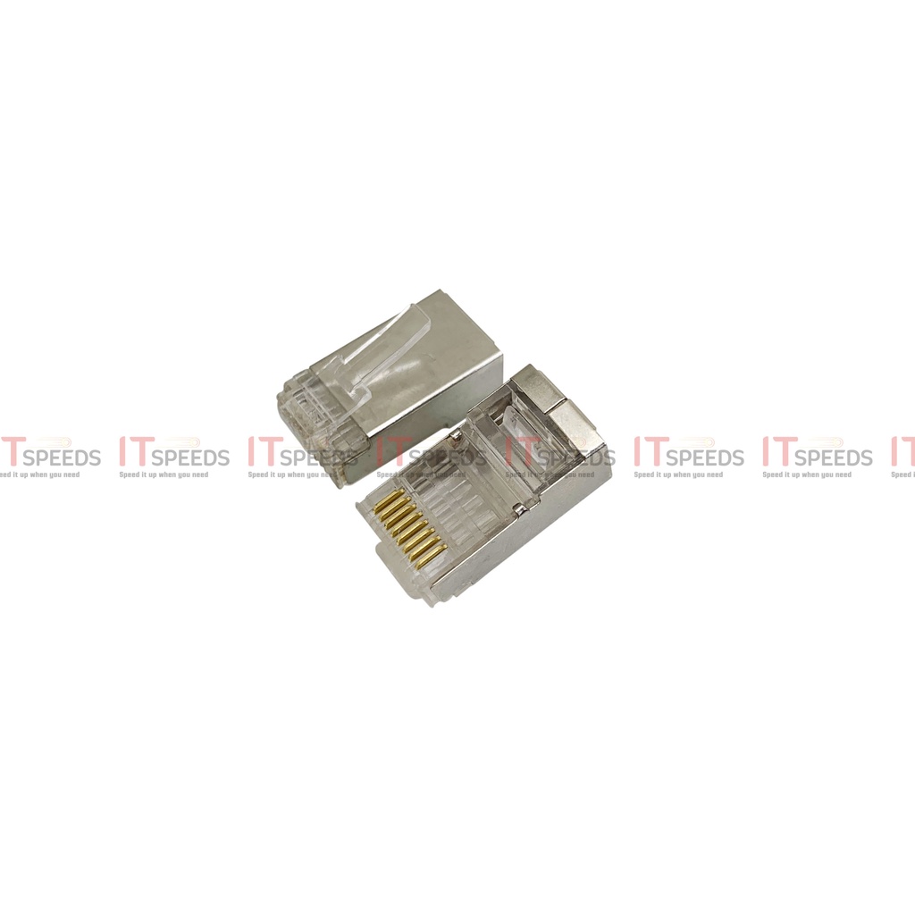 Đầu Mạng, Hạt Mạng, RJ45, Nhựa PS Trong Suốt, Bọc Kim Loại Chống Nhiễu, Dùng Bấm Cáp Mạng Cat5, Cat6, Chính Hãng Ensoho